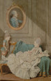 Madame Millin du Perreux en haar zoon met een geschilderd portret van de heer Jérôme-Robert Millin du Perreux - Louis Carmontelle — weergave van het kunstwerk