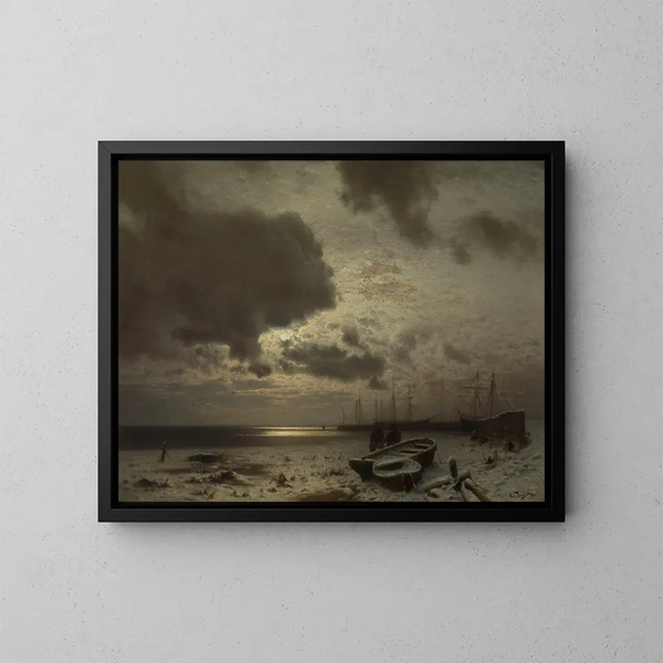 van de wintermaanlicht - Louis Douzette — ingelijst kunstwerk aan de muur