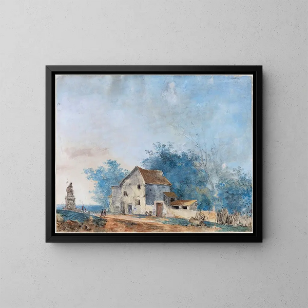 Landschap - Louis Gabriel Moreau — ingelijst kunstwerk aan de muur