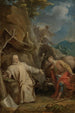 Saint Martin agenouillé devant un monnik eremiet - Louis Galloche — weergave van het kunstwerk