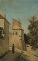 La rue du Mont-Cenis aan de hoek van de rue Saint-Vincent Montmartre 18e arrondissement - Louis Hista — weergave van het kunstwerk