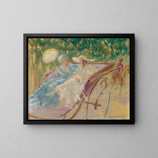 van twee elegante vrouwen in kalksteen - Louis Icart — ingelijst kunstwerk aan de muur