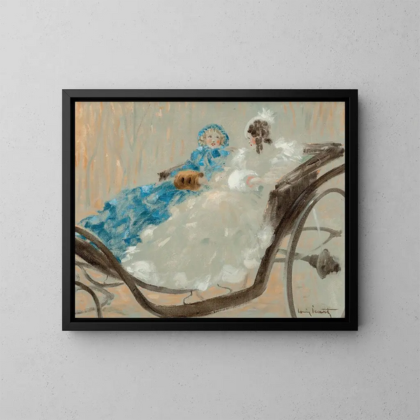 En calèche - Louis Icart — ingelijst kunstwerk aan de muur