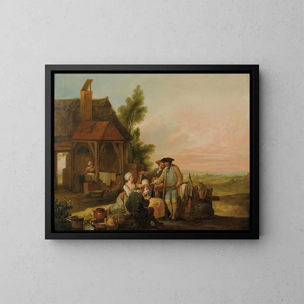 De handelaar - Louis Joseph Watteau — ingelijst kunstwerk aan de muur