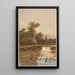 Pont sur un ruisseau avec un cottage et une église en arrière-plan - Louis Kinney Harlow — ingelijst kunstwerk aan de muur