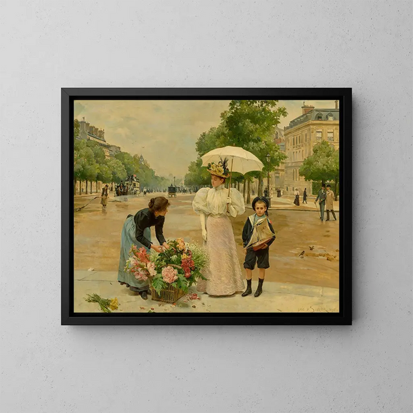 L'avenue des Champs-Élysées - Louis Marie de Schryver — ingelijst kunstwerk aan de muur