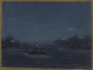 Ferryboot van de nacht - Louis Michel Eilshemius — weergave van het kunstwerk