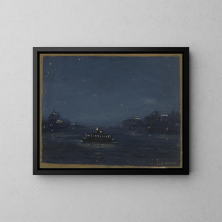 Ferryboot van de nacht - Louis Michel Eilshemius — ingelijst kunstwerk aan de muur