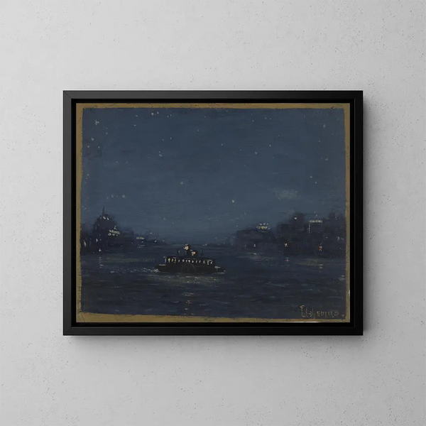 Ferryboot van de nacht - Louis Michel Eilshemius — ingelijst kunstwerk aan de muur