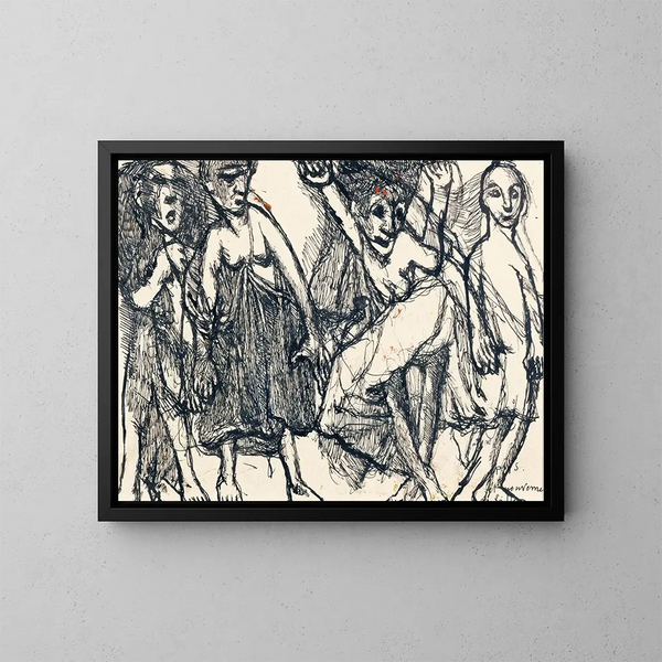 Meisjes in beweging - Louis Soutter — ingelijst kunstwerk aan de muur