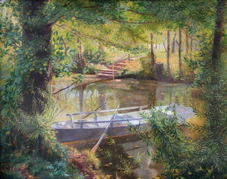 Louis Uhl - Ruderboot am Flussufer.webp