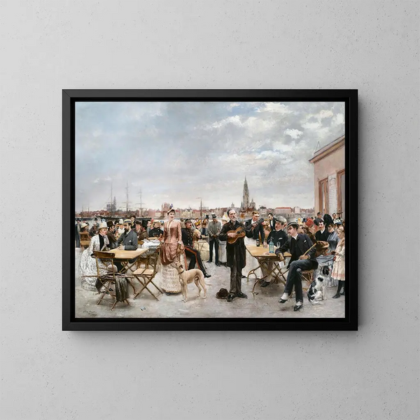 Het Café Belvédère van Antwerpen - Louis Van Engelen — ingelijst kunstwerk aan de muur