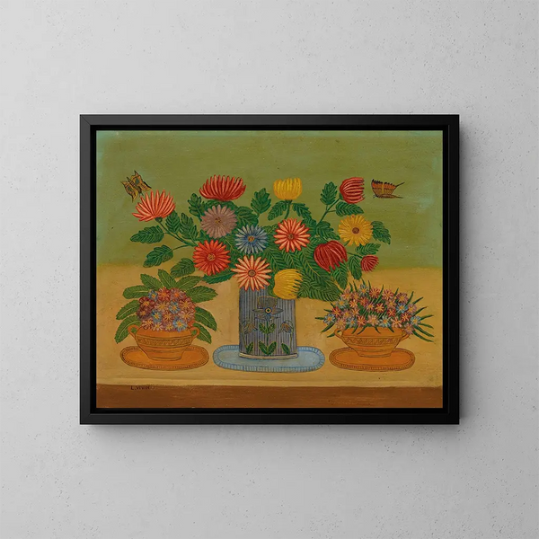 Bloemenboeket met vlinders - Louis Vivin — ingelijst kunstwerk aan de muur