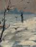 van een elegante vrouw die wordt gezegd Sarah Bernhardt te zijn tijdens een winterwandeling - Louise Abbema — weergave van het kunstwerk