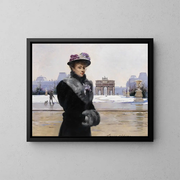 Winterwandeling in Parijs - Louise Abbema — ingelijst kunstwerk aan de muur