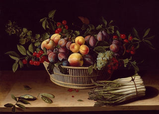 Louise Moillon - Still Life with a Basket of Fruit and a Bunch of Asparagus.webp
