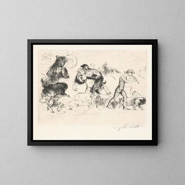 satyrs, een nimf, een faun en een groep varkens - Lovis Corinth — ingelijst kunstwerk aan de muur