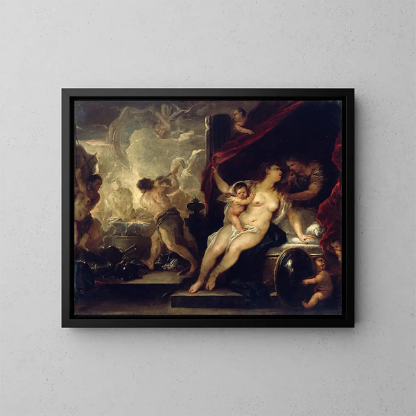 Venus, Mars en de smederij van Vulcanus - Luca Giordano — ingelijst kunstwerk aan de muur
