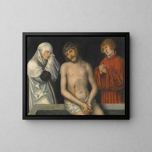 Christus en de man van smart met de Maagd en Sint-Jan - Lucas Cranach de Jonge — ingelijst kunstwerk aan de muur