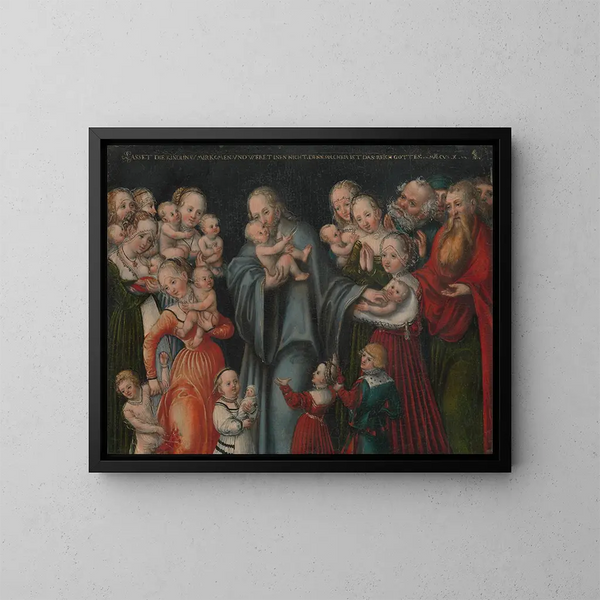 De Christus zegent de kinderen - Lucas Cranach de Jonge — ingelijst kunstwerk aan de muur