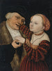 De slecht passende geliefden - Lucas Cranach de Jonge — weergave van het kunstwerk