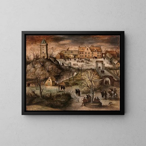 Plaatsfort in een winterlandschap - Lucas Gassel — ingelijst kunstwerk aan de muur