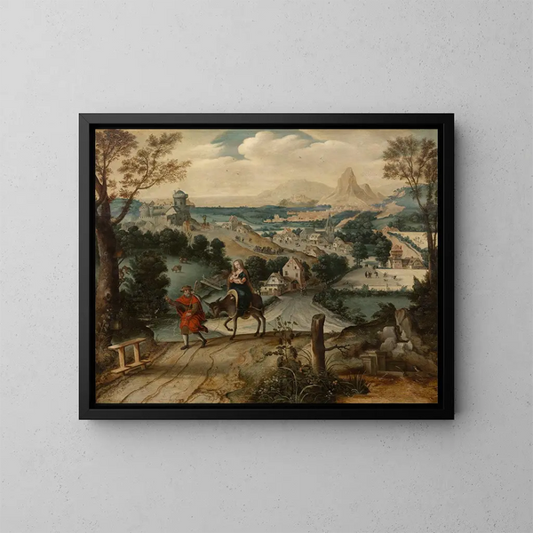 De Vlucht naar Egypte - Lucas Gassel — ingelijst kunstwerk aan de muur
