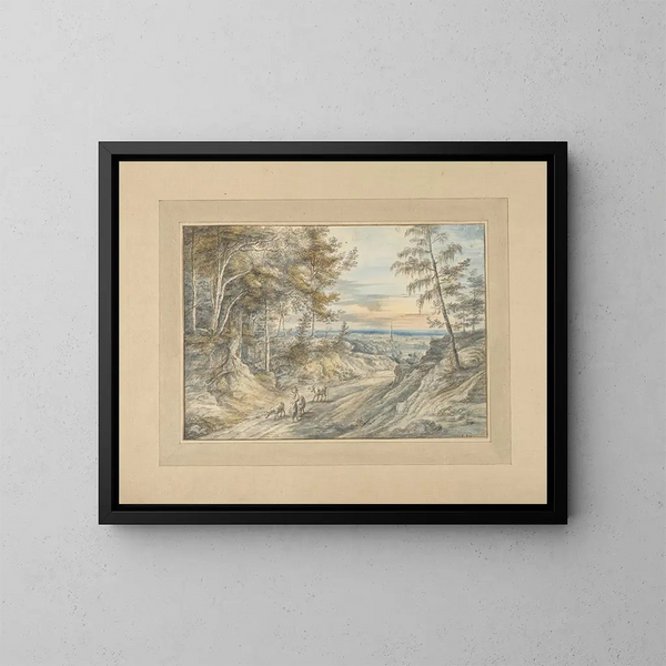 van het bosweg bij schemering - Lucas van Uden — ingelijst kunstwerk aan de muur