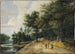 Landschapschilderij met een weg door een beukenbos - Lucas van Uden — weergave van het kunstwerk