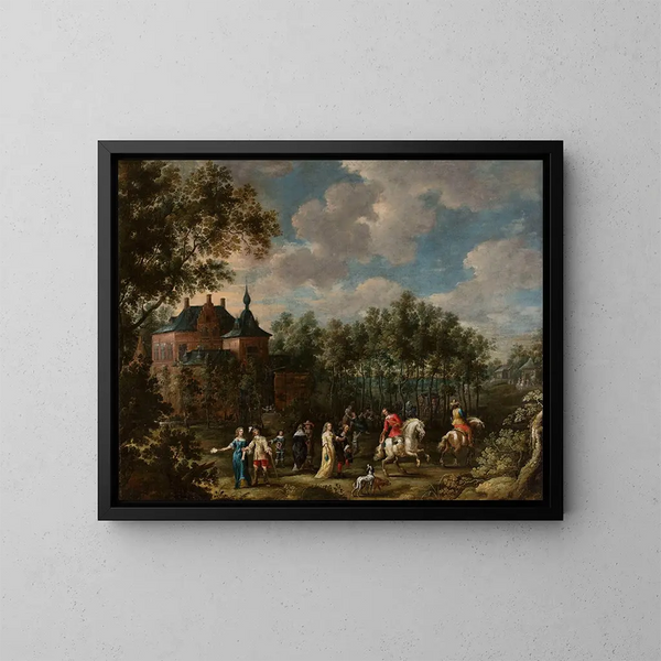 scène in een park - Lucas van Uden — ingelijst kunstwerk aan de muur