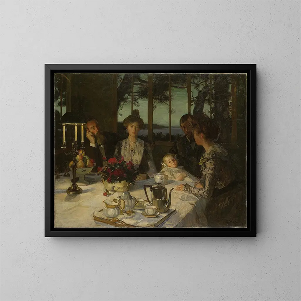 Praten bij schemering - Lucien Simon — ingelijst kunstwerk aan de muur