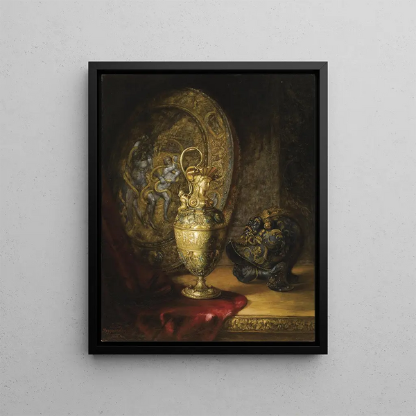 Lucien ou KLucjan Przepiorski - Casque aiguire et bouclier sur une table.webp