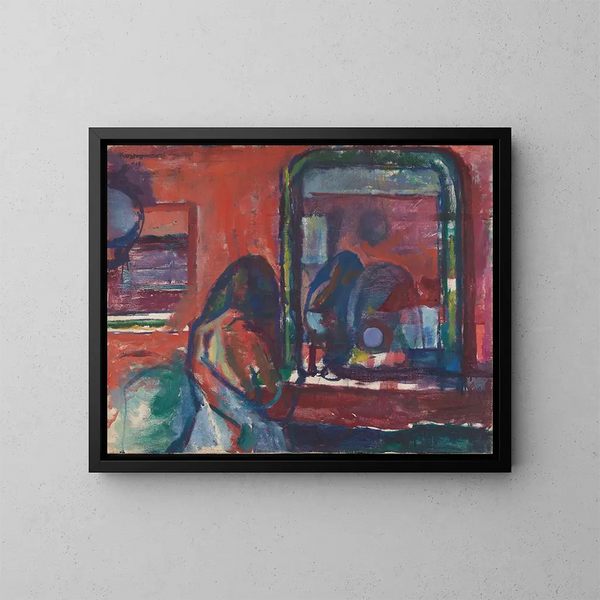 voor de spiegel - Ludvig Karsten — ingelijst kunstwerk aan de muur