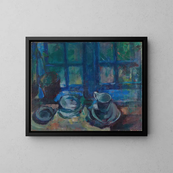 De blauwe keuken - Ludvig Karsten — ingelijst kunstwerk aan de muur