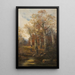 Autumn landscape with hunters - Ludvík Bartók — framed artwork on a wall