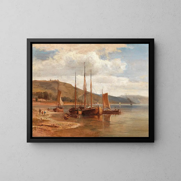 Rive du Rhin près de Lorch - Ludwig Halauska — ingelijst kunstwerk aan de muur