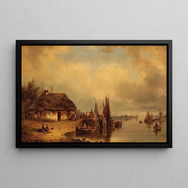 Ludwig Hermann - Fishermen at Work on a Jetty.webp