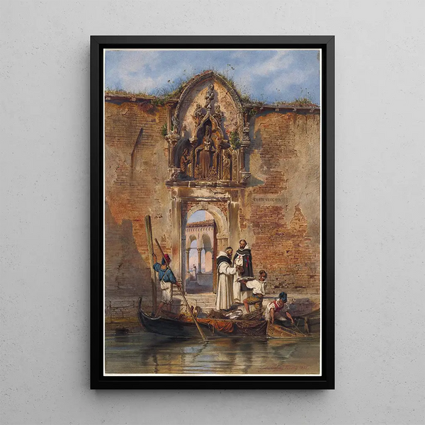 Ludwig Johann Passini - Monks Buying Fish before the Portal of the Madonna della Misericordia.webp