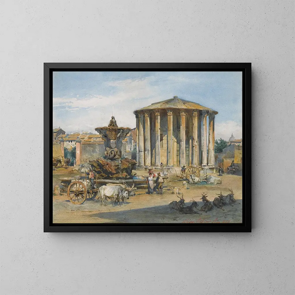 Het tempel van Vesta in Rome - Ludwig Johann Passini — ingelijst kunstwerk aan de muur