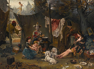 Achter de schermen - Ludwig Knaus — weergave van het kunstwerk