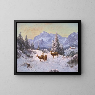 Ludwig Sckell - Hirsch mit Rudel im Winter.webp
