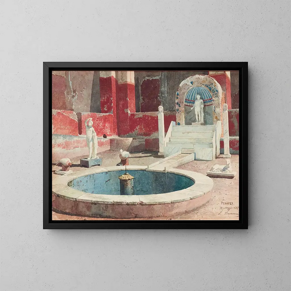 Vue dans une maison avec atrium à Pompéi - Luigi Bazzani — ingelijst kunstwerk aan de muur