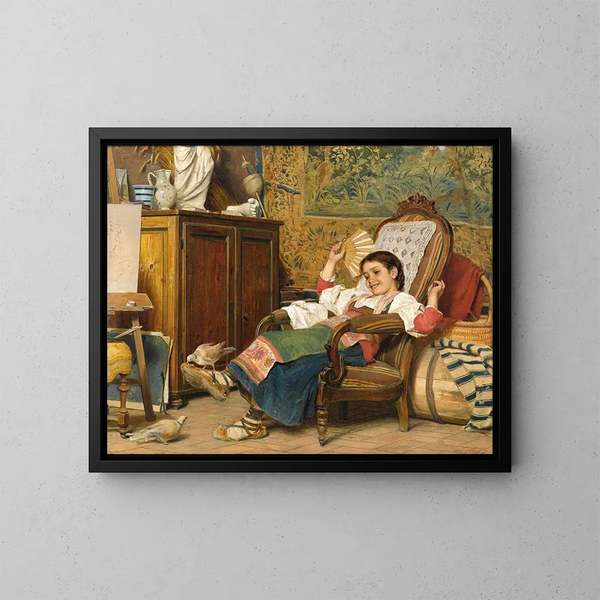 De huismussen - Luigi Bechi — ingelijst kunstwerk aan de muur