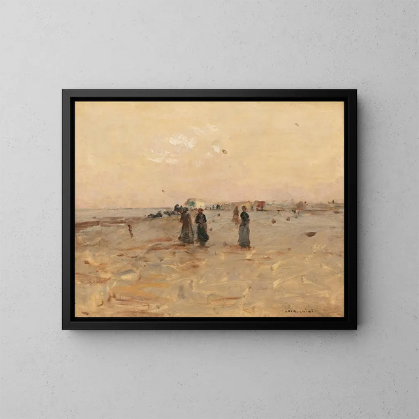 op het strand - Luigi Loir — ingelijst kunstwerk aan de muur