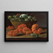 Nature morte with tomatoes, a bowl of eggplants, and onions - Luis Meléndez — framed artwork on a wall