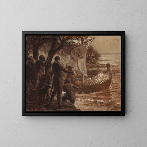 Kong Skjold arriveert in Denemarken - Luplau Janssen — ingelijst kunstwerk aan de muur