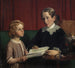 Mademoiselle Annette Hage 1814-1857 toont haar neef Hother Hage 1849-1904 een boek over planten - Wilhelm Marstrand — weergave van het kunstwerk