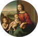 Madonna en kind met de heilige Johannes de Doper kind - Meester van de Lamentatie van Scandicci — gepresenteerd in een interieur