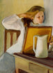 Jonge vrouw die haar haar kamt - Magnus Enckell — weergave van het kunstwerk