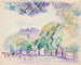 Uitzicht op de stad met chauffeurs in het park - Magnus Enckell — weergave van het kunstwerk